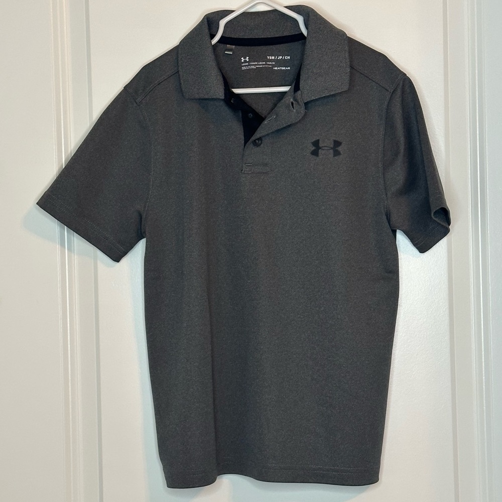 Boys Youth Small Grey Under Armour Heatgear Polo